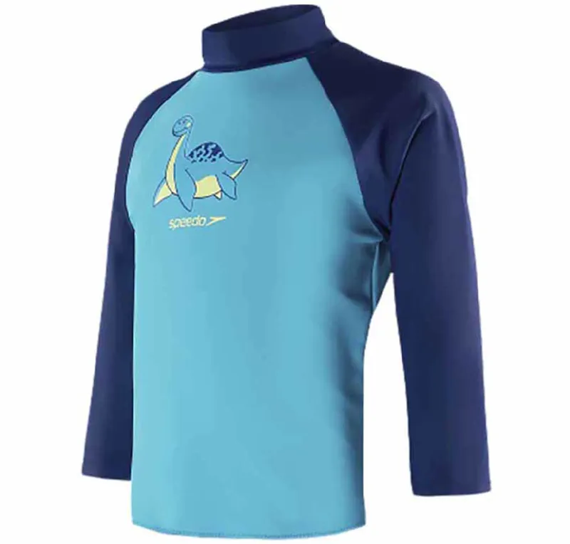 Speedo Toddler Boys Long Sleeve Printed Rash Top Blue